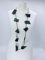 Handmade Recycled Leather Irregular Shapes contemporary Necklace - Single Strand