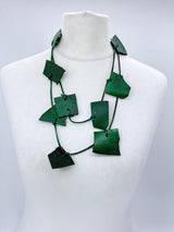 Handmade Recycled Leather Irregular Shapes contemporary Necklace - Single Strand