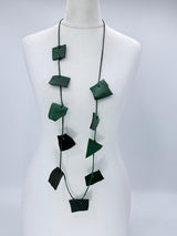 Handmade Recycled Leather Irregular Shapes contemporary Necklace - Single Strand