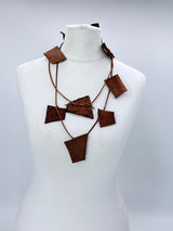 Handmade Recycled Leather Irregular Shapes contemporary Necklace - Single Strand