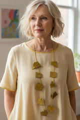 Handmade Recycled Leather Irregular Shapes contemporary Necklace - Single Strand