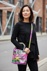 Hand-Painted Rose Recycled Leather Crossbody & Shoulder Bag