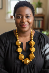 Handmade Recycled Wood Chunky Diamond Necklace – Sustainable Statement Jewellery