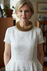 Handmade Shakespeare Collar Geometric Necklace – Sustainable Statement Jewelry in Recycled Wood
