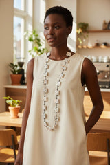 Handmade Square Bead Versatile Necklace | Recycled Wood Sustainable Jewelry - Gilded - Large