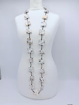 Handmade Square Bead Versatile Necklace | Recycled Wood Sustainable Jewelry - Gilded - Large