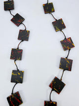 Handmade Square Bead Versatile Necklace | Recycled Wood Sustainable Jewelry - Gilded - Large