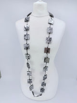Handmade Square Bead Versatile Necklace | Recycled Wood Sustainable Jewelry - Gilded - Large