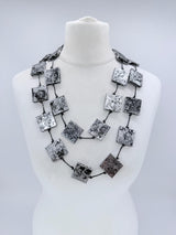 Handmade Square Bead Versatile Necklace | Recycled Wood Sustainable Jewelry - Gilded - Large