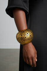 Bold Boho Globe Bangle – Handmade Upcycled Coconut Shell Statement Jewelry