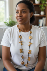 Handmade VOTE Letter Necklace – Recycled Wood Bold Statement Jewelry for Social Impact