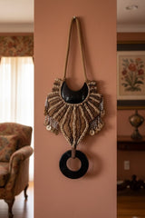 Earth & Ocean Tribal Macramé Bib Necklace – Handmade Shell & Stone Statement Jewellery