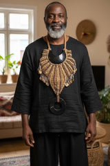 Earth & Ocean Tribal Macramé Bib Necklace – Handmade Shell & Stone Statement Jewellery