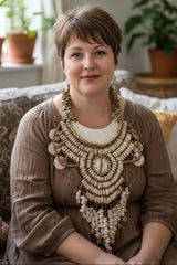 Papua Tribal Shell Cape Necklace – Handmade Sustainable Statement Jewelry & Wall Décor