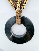 Earth & Ocean Tribal Macramé Bib Necklace – Handmade Shell & Stone Statement Jewellery