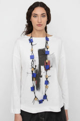 Jianhui London Wooden Square Necklace on Leatherette Chain - Duo