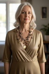 HANDMADE RECYCLED WOODEN HEARTS SHAPE ON COTTON CORD NECKLACE