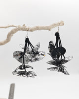 HANDMADE STATEMENT EARRINGS FROM UPCYCLED PLASTIC BOTTLES - WATER LILY EARRINGS - HAND GILDED & HAND PAINTED