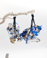 HANDMADE STATEMENT EARRINGS FROM UPCYCLED PLASTIC BOTTLES - WATER LILY EARRINGS - HAND GILDED & HAND PAINTED