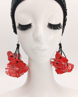 HANDMADE STATEMENT EARRINGS FROM UPCYCLED PLASTIC BOTTLES - WATER LILY EARRINGS - HAND GILDED & HAND PAINTED