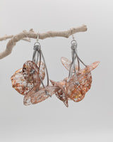 HANDMADE STATEMENT EARRINGS FROM UPCYCLED PLASTIC BOTTLES - WATER LILY EARRINGS - HAND GILDED & HAND PAINTED