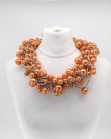 10-Strand Faux Pearls on Leatherette statement playful Necklace