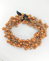10-Strand Faux Pearls on Leatherette statement playful Necklace