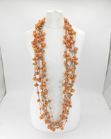 10-Strand Faux Pearls on Leatherette statement playful Necklace