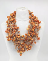 10-Strand Faux Pearls on Leatherette statement playful Necklace