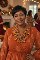 10-Strand Faux Pearls on Leatherette statement playful Necklace