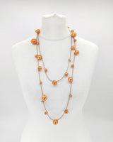 10-Strand Faux Pearls on Leatherette statement playful Necklace