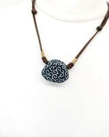 Handmade Ceramic Pendnat Necklace - Chinese Claud Pattern