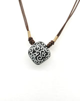 Handmade Ceramic Pendnat Necklace - Chinese Claud Pattern
