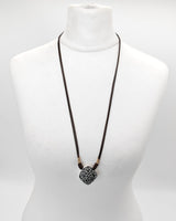 Handmade Ceramic Pendnat Necklace - Chinese Claud Pattern