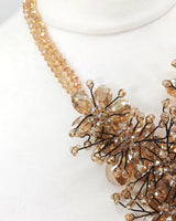 Vintage crystal hibiscus pendant necklace