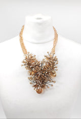 Vintage crystal hibiscus pendant necklace