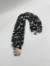 Handmade 3 layers statement elegant necklace-Vintage mother of pearl coins with Flower