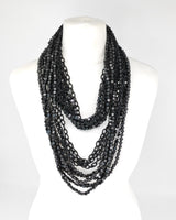Handmade 10-Strand Recycled Wood & Textile Chain Playful Necklace | Sustainable Statement Jewellery