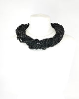 Handmade 10-Strand Recycled Wood & Textile Chain Playful Necklace | Sustainable Statement Jewellery
