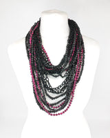 Handmade 10-Strand Recycled Wood & Textile Chain Playful Necklace | Sustainable Statement Jewellery