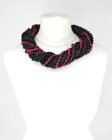 Handmade 10-Strand Recycled Wood & Textile Chain Playful Necklace | Sustainable Statement Jewellery
