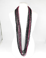 Handmade 10-Strand Recycled Wood & Textile Chain Playful Necklace | Sustainable Statement Jewellery