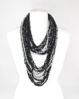 Handmade 10-Strand Recycled Wood & Textile Chain Playful Necklace | Sustainable Statement Jewellery