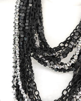 Handmade 10-Strand Recycled Wood & Textile Chain Playful Necklace | Sustainable Statement Jewellery