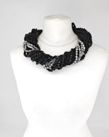 Handmade 10-Strand Recycled Wood & Textile Chain Playful Necklace | Sustainable Statement Jewellery