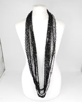 Handmade 10-Strand Recycled Wood & Textile Chain Playful Necklace | Sustainable Statement Jewellery
