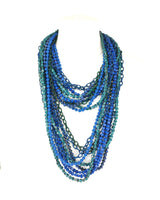 Handmade 10-Strand Recycled Wood & Textile Chain Playful Necklace | Sustainable Statement Jewellery