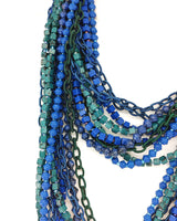 Handmade 10-Strand Recycled Wood & Textile Chain Playful Necklace | Sustainable Statement Jewellery