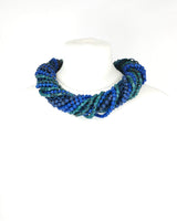 Handmade 10-Strand Recycled Wood & Textile Chain Playful Necklace | Sustainable Statement Jewellery