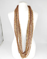 Handmade 10-Strand Recycled Wood & Textile Chain Playful Necklace | Sustainable Statement Jewellery